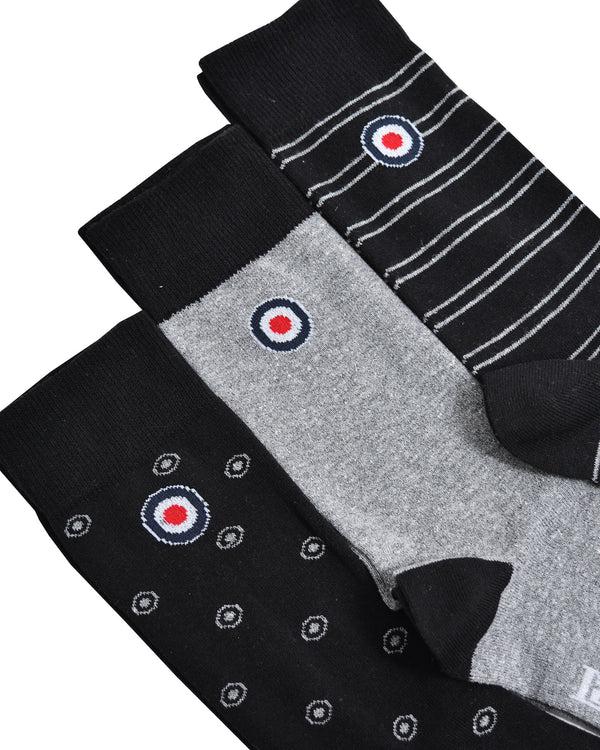 Lambretta 3 Pack Target Sock Black/Grey