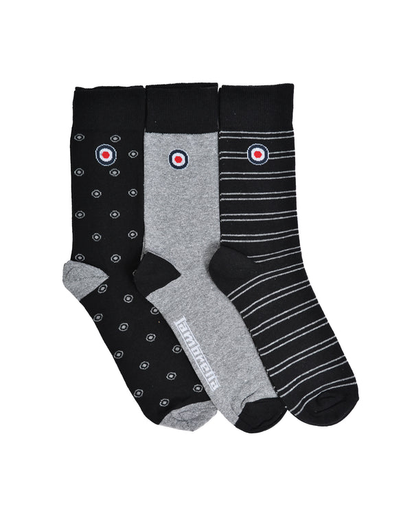 lambretta 3 Pack Target Sock Black/Grey