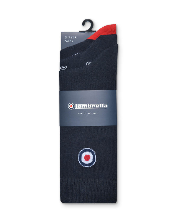 Lambretta 3 Pack Target Sock Navy/Red/White