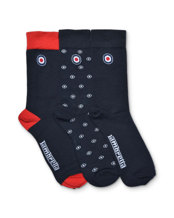 lambretta 3 Pack Target Sock Navy/Red/White
