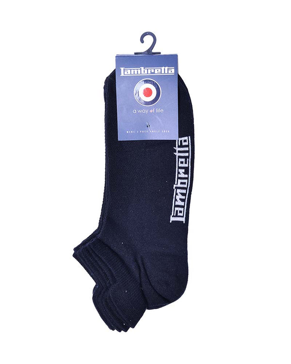 Lambretta 3 Pack Trainer Sock Black