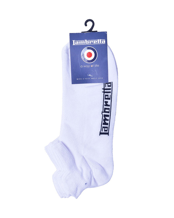 Lambretta 3 Pack Trainer Sock White