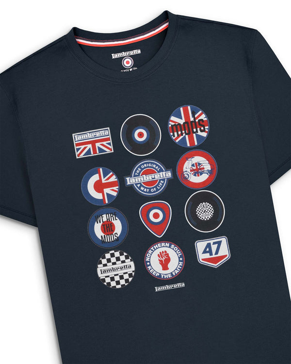 Lambretta Badges Tee Navy