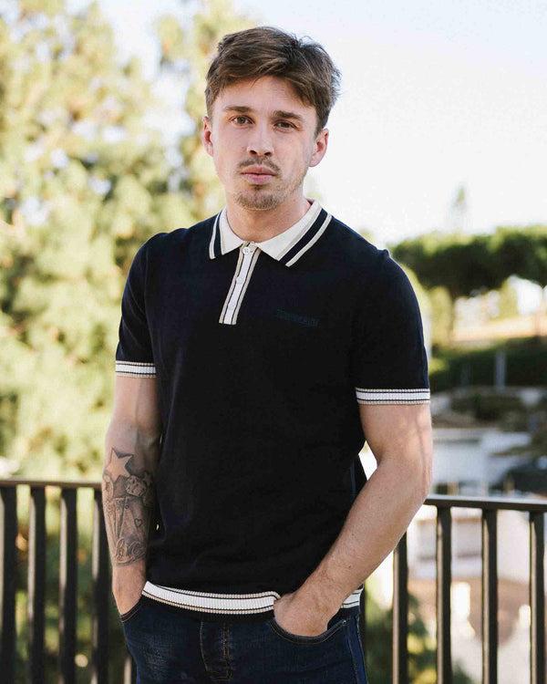 Lambretta Baggio Tipped SS Knit Polo Navy