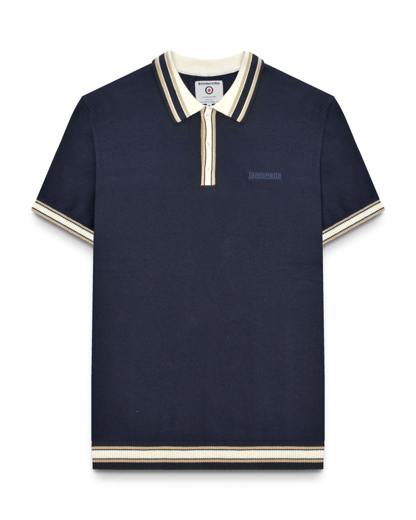 lambretta Baggio Tipped SS Knit Polo Navy