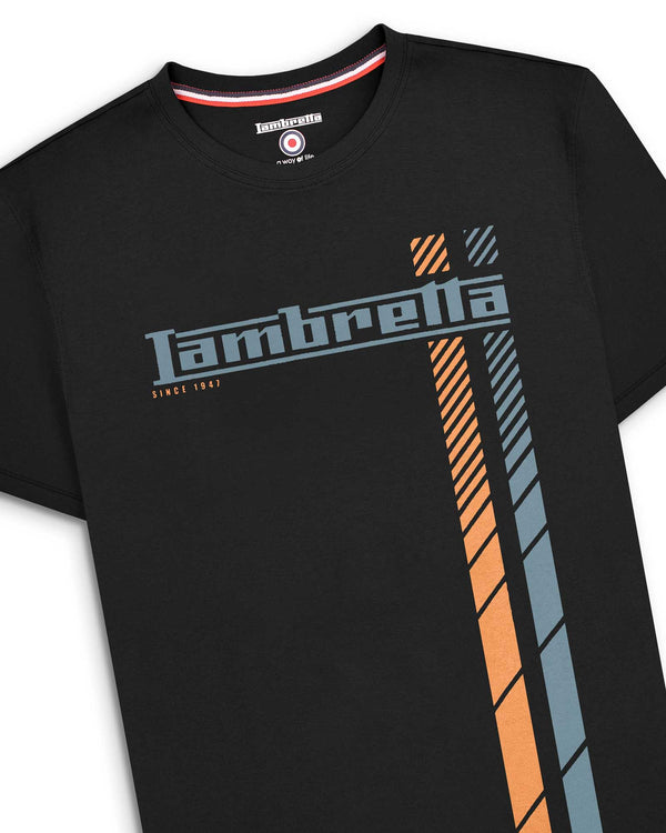 Lambretta Big & Tall Fade Racing Stripe Tee Black