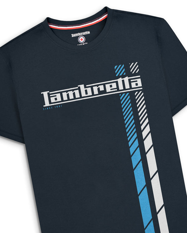 Lambretta Big & Tall Fade Racing Stripe Tee Navy
