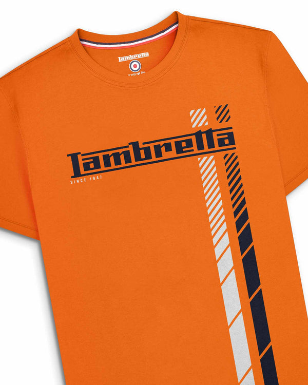 Lambretta Big & Tall Fade Racing Stripe Tee Orange