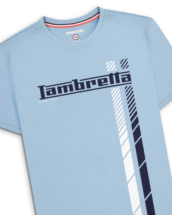 Lambretta Big & Tall Fade Racing Stripe Tee Sky