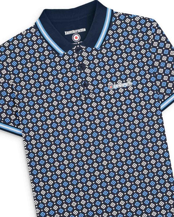 Lambretta Big & Tall Geo AOP Polo Navy/Azure