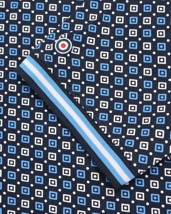 Lambretta Big & Tall Geo AOP Polo Navy/Azure