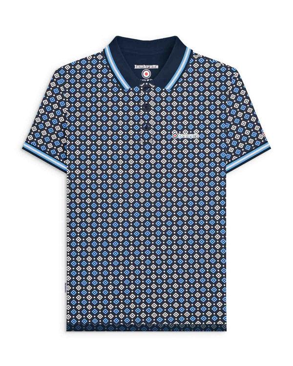 lambretta Big & Tall Geo AOP Polo Navy/Azure
