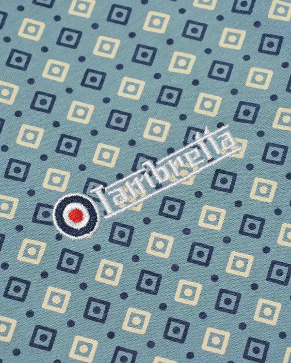 Lambretta Big & Tall Geo AOP Polo Smoke Blue