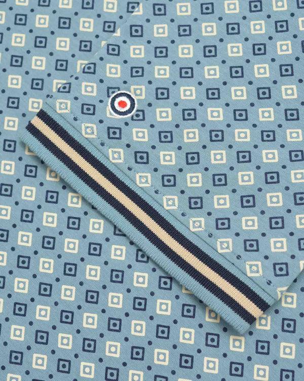 Lambretta Big & Tall Geo AOP Polo Smoke Blue