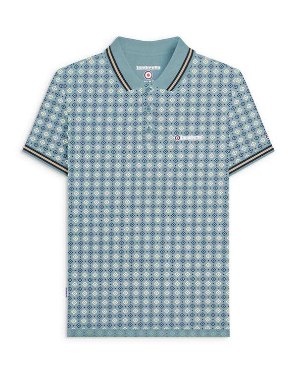 lambretta Big & Tall Geo AOP Polo Smoke Blue