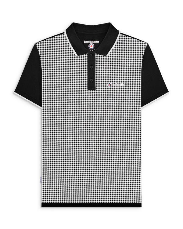 lambretta Big & Tall Gingham AOP Polo Black