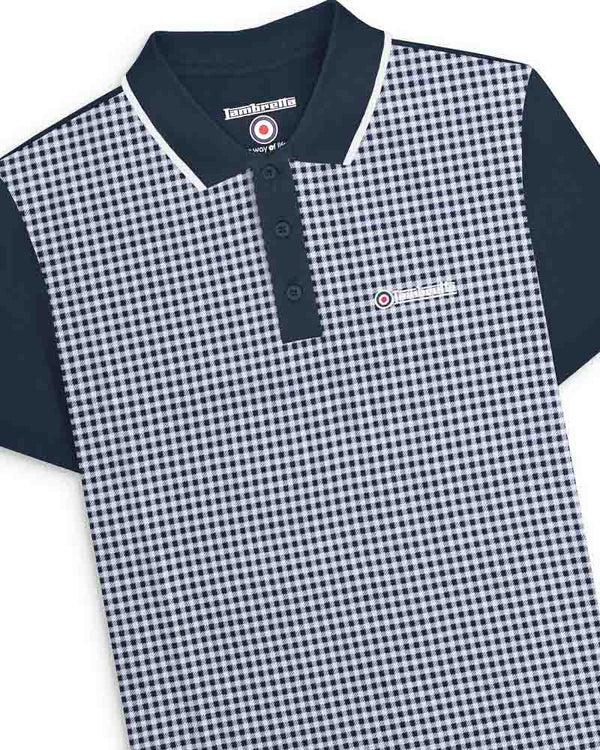 Lambretta Big & Tall Gingham AOP Polo Navy
