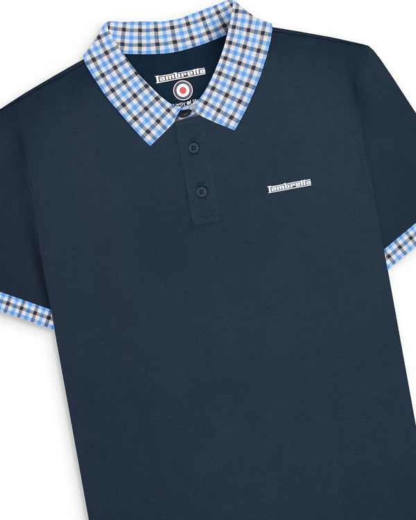 Lambretta Big & Tall Gingham Collar Polo Navy