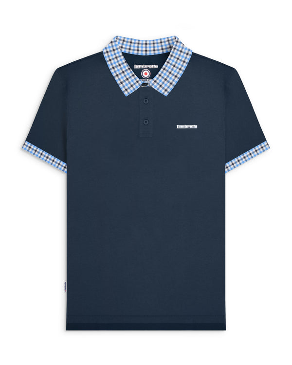 lambretta Big & Tall Gingham Collar Polo Navy