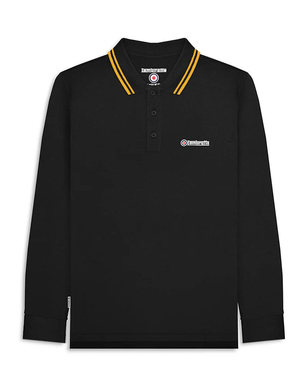 lambretta Big & Tall L/S Tipped Polo Black