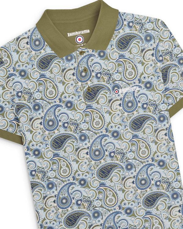 Lambretta Big & Tall Paisley Brand Polo Khaki/Navy