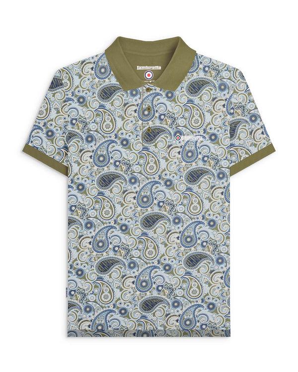 lambretta Big & Tall Paisley Brand Polo Khaki/Navy