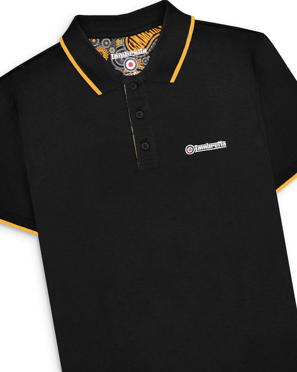 Lambretta Big & Tall Paisley Lined Polo Black
