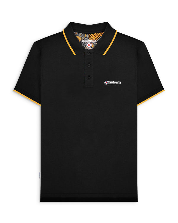 lambretta Big & Tall Paisley Lined Polo Black