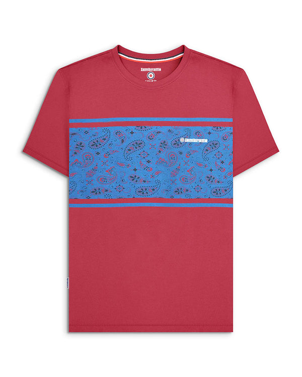 lambretta Big & Tall Paisley Panel Tee Burgundy