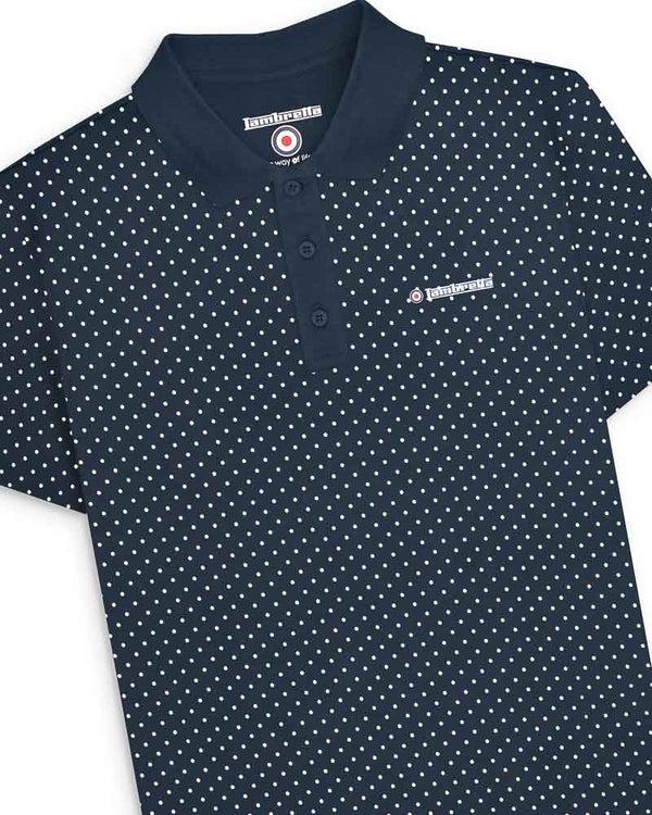 Lambretta Big & Tall Polkadot Polo Navy