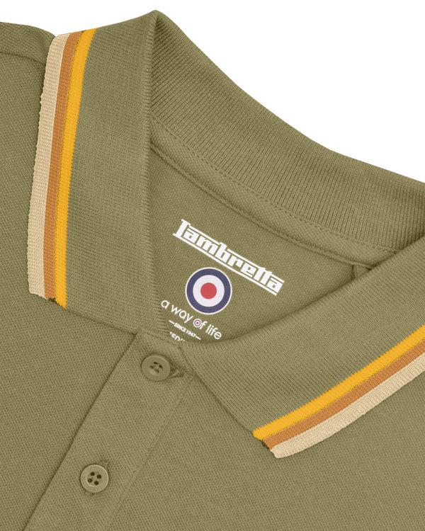 Lambretta Big & Tall Triple Tipped Polo Khaki