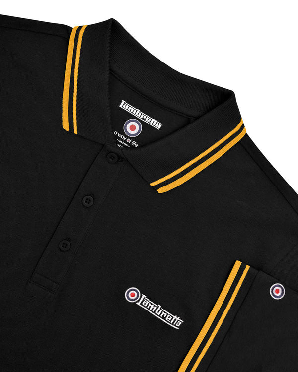 Lambretta Big & Tall Twin Tipped Polo Black/Gold
