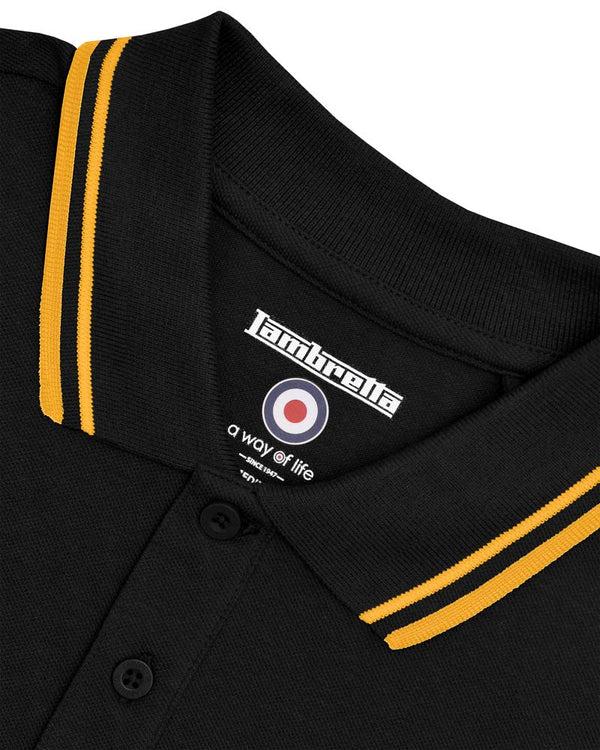 Lambretta Big & Tall Twin Tipped Polo Black/Gold