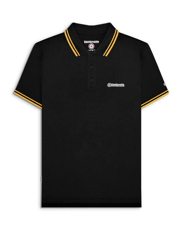 lambretta Big & Tall Twin Tipped Polo Black/Gold
