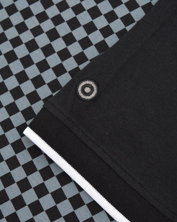 Lambretta Big & Tall Two Tone AOP Polo Black