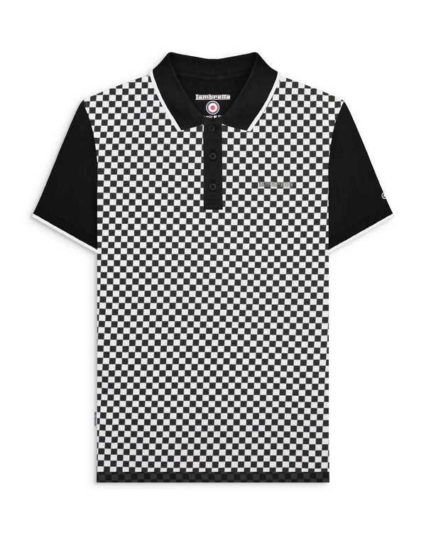 lambretta Big & Tall Two Tone AOP Polo Black/White