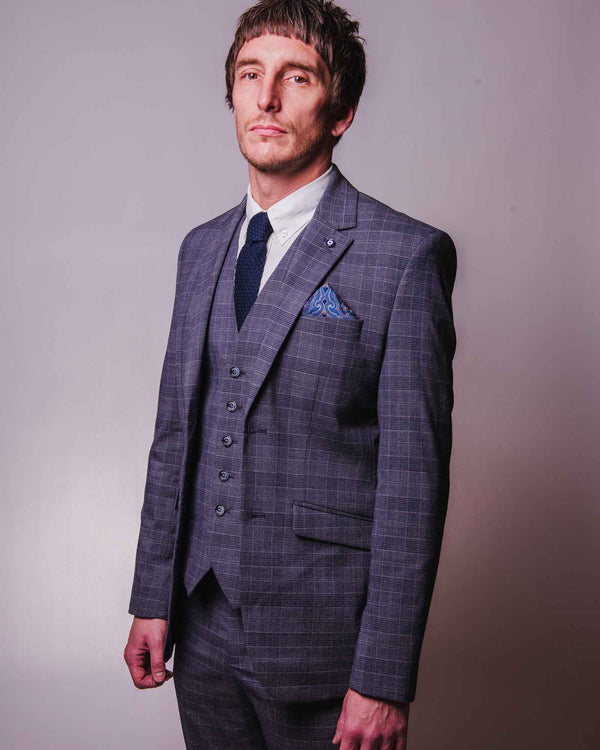 Lambretta Bradley Slate Check Blazer Slate