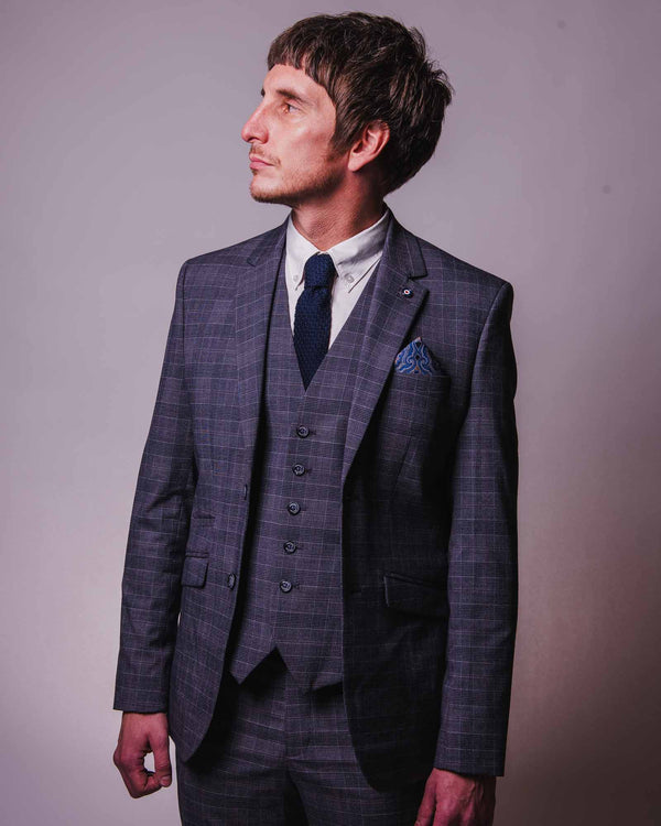 Lambretta Bradley Slate Check Trouser Slate