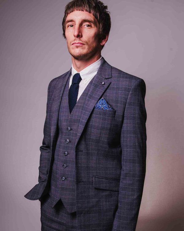 Lambretta Bradley Slate Check Waistcoat Slate