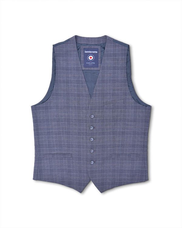 lambretta Bradley Slate Check Waistcoat Slate