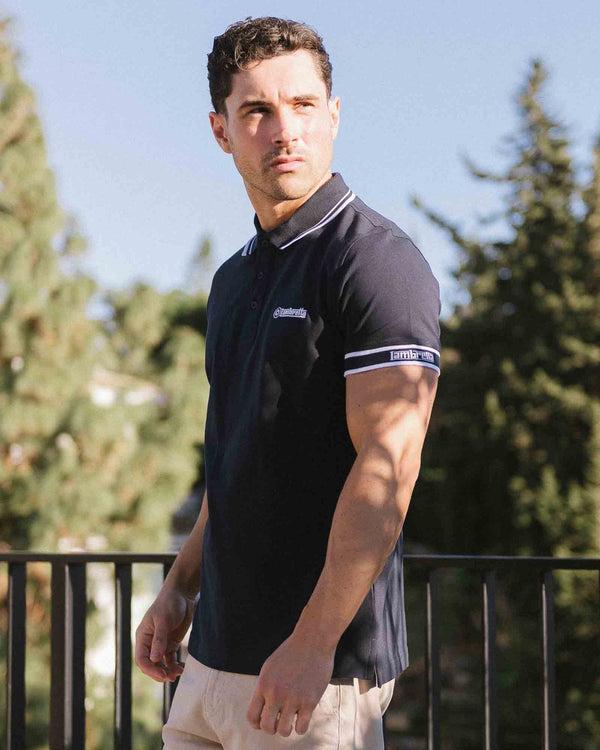 Lambretta Branded Sleeve Polo Navy