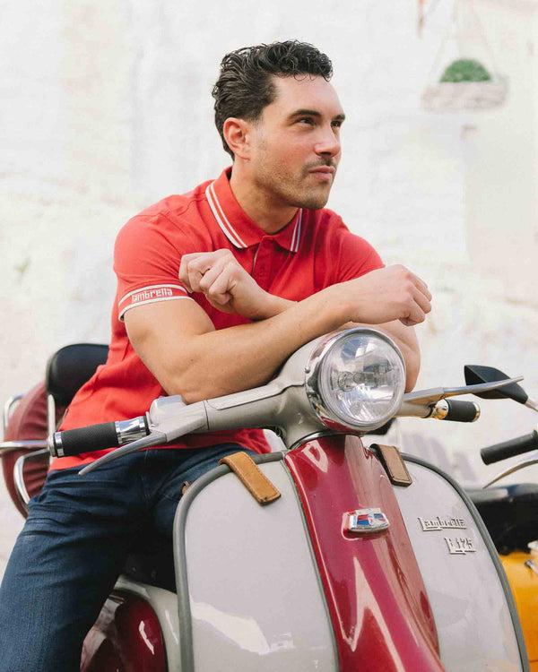 Lambretta Branded Sleeve Polo Red