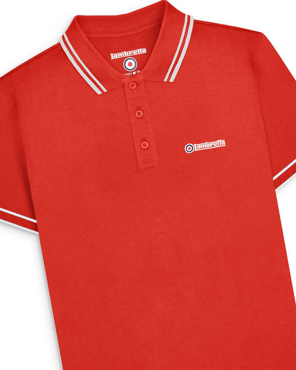 Lambretta Branded Sleeve Polo Red