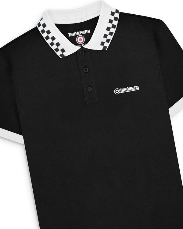 Lambretta Checker Collar Polo Black