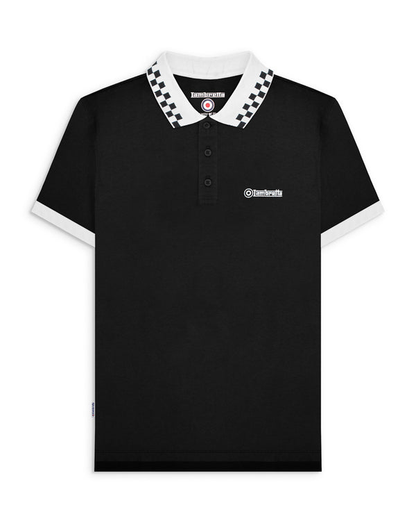 lambretta Checker Collar Polo Black