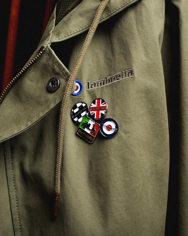 Lambretta Checker Pin Badge Black/White