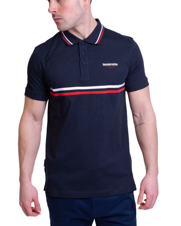 Lambretta Classic Stripe Polo Navy