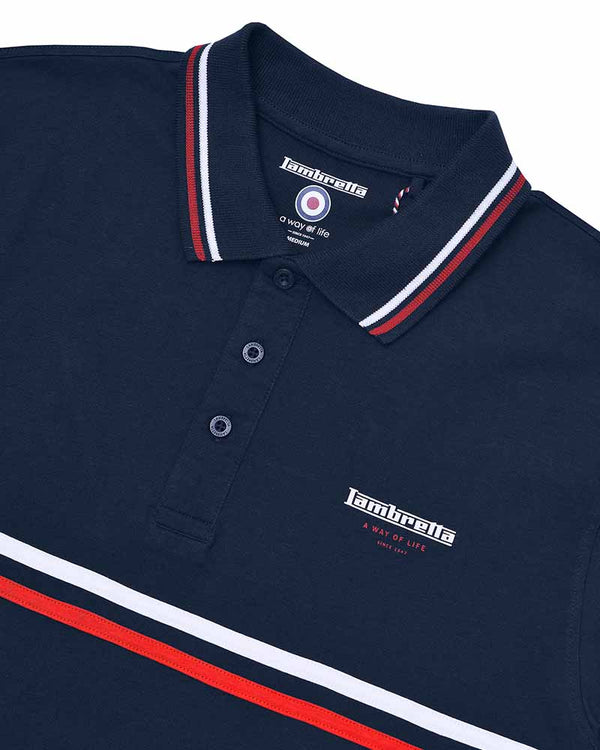 Lambretta Classic Stripe Polo Navy