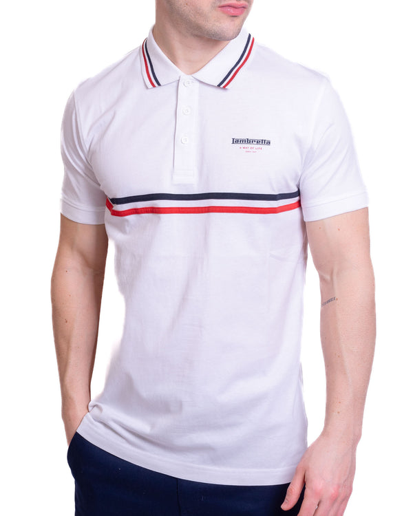 Lambretta Classic Stripe Polo White
