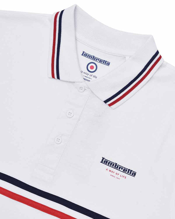 Lambretta Classic Stripe Polo White